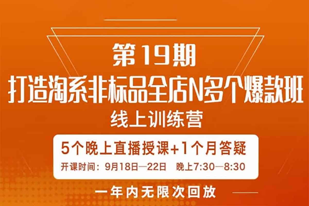 打造淘系非标全店N多个爆款线上课，​5天直播课-IT黑科技